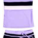 Little Girls' Summer Swimwear Two Piece Boyshort Tankini Kids Swimsuit (14-15 Years, Purple)