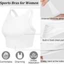 High Neck Longline Sports Bras for Women with Built in Bra Pads U Back Yoga Sports Bra Push up Workout Crop Tank Tops (M)
