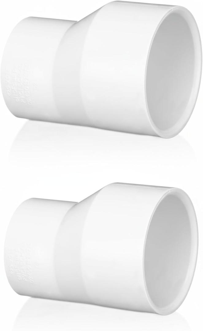 Pushglossy 2 Pcs 2" X 1-1/2" PVC Pipe Fitting Schedule 40 Compatible with 429-E Series Eccentric Reducer Coupling Suitable for High-flow Capacity, Plumbing, Irrigation, Pool, Spa, White