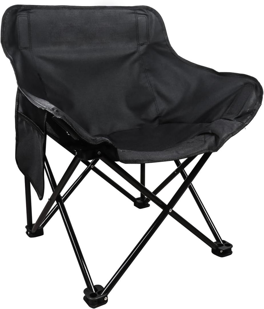 Portable Folding Camping Chair for Outside, Lightweight Outdoor Chairs Support 440lbs for Backyard Lawn Beach Camp Chairs, Black