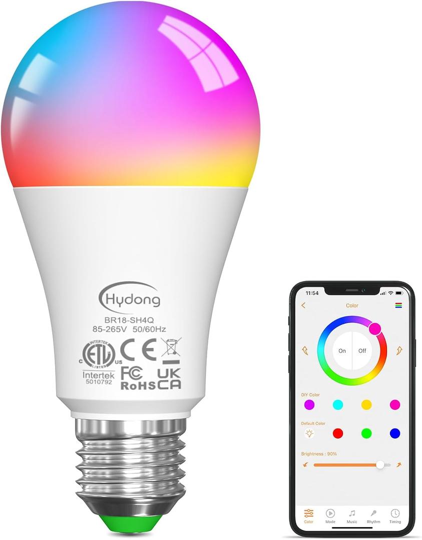 Smart Light Bulbs, 15W Color Changing Light Bulbs Compatible with Alexa Only, A19 Alexa Light Bulbs, Tunable 2700K-6000K E26/E27 Bluetooth LED Lights for Bedroom, Living Room 1Pack