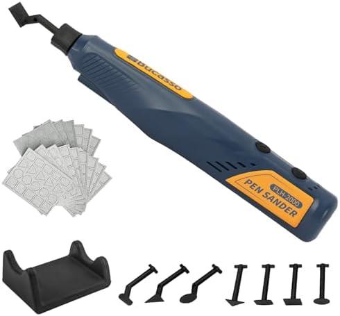 Bucasso Cordless Pen Sander, 5-Speed and USB Charging with LED Light, Multi-Purpose Power Tool, Mini Power Sander for Sanding, Polishing, Finishing, DIY Crafts