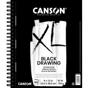 Canson XL Series Drawing Paper Pad, Black, 9x12 inch, Side Wire, 40 Sheets