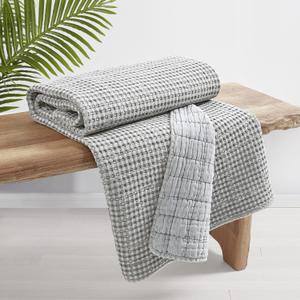 Levtex Home - Mills Waffle - Throw - Grey Cotton Waffle - Throw Size 50 x 60in. Levtex Home - Mills Waffle - Throw - Grey Cotton Waffle - Throw Size 50 x 60in.