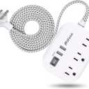 Cruise Ship Essentials - Mifaso Power Strip with USB Ports, 5Ft Flat Extension Cord with Multiple Outlets, USB Charging Station with Non Surge Protector for Cruise Ship, Travel, Dorm Room Essentials (White)