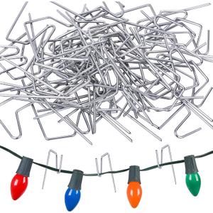 Fovths 120 Pieces Christmas Light Hanger Gutter Grid Hooks Metal Wire Hooks Ornament Hangers Metal Hangers for Christmas Outside Lights Gutters with Mesh Leaf Guard