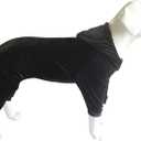 Dog Pajamas Pet Jumpsuits PJS for All Seasons, Velvet Dog Hoodies 4 Legs Four Feet Dog Onesies Stylish PJS Puppy Costume Cotton Liner Warm Pet Clothes for Small Medium Large Dogs Black, XXXL