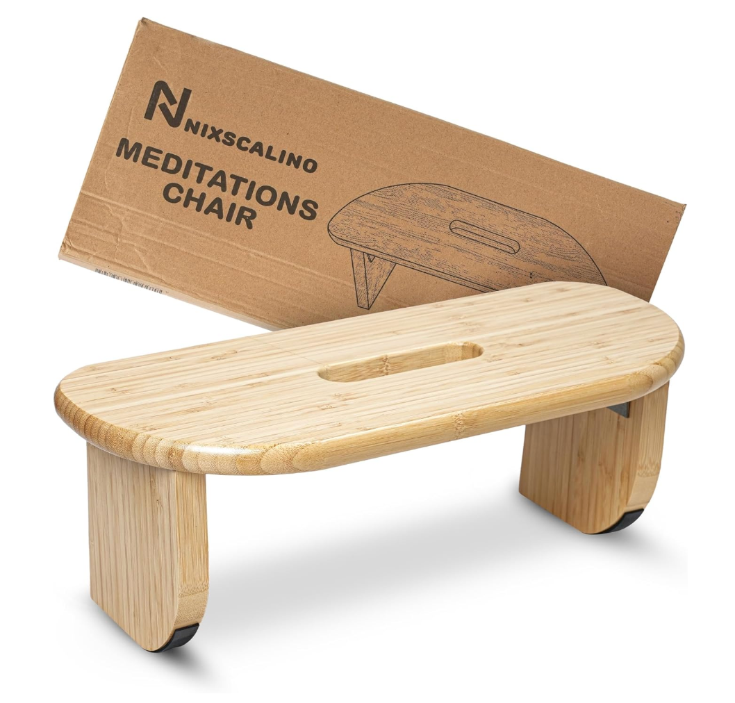 NIXSCALINO Folding Meditation Bench | Bamboo Kneeling Stool with Rocking mechanism - Portable Cross Legged Folding Seiza Chair