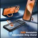 FNTCASE for iPhone 17 Pro Case: [360 Spin Magnetic Ring Kickstand] [Compatible for MagSafe] [Screen Protector] Heavy Duty Military Grade Protection Protective Phone Case with Stand Translucent Orange