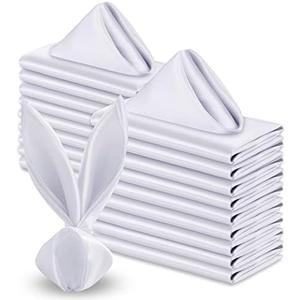 VACVELT 50 Pack White Satin Napkins 17x17 Inch Wedding Napkins Bulk, Decorative Elegant Dinner Napkins Square Table Napkins Decor, Silky Satin Cloth Napkins for Restaurant Banquet Graduation Party