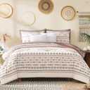 Geniospin King Size Comforter Set- 7 Pieces Boho Bed in a Bag, Western Bedding Set for All Seasons, Reversible Aztec Bedding, Lightweight Comforter Bed Set with Sheets, Pillowcases & Shams (Burgundy)