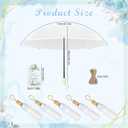 12 Sets 43.3 Inch Wedding Clear Umbrellas Bulk for Rain Large Windproof Stick Umbrellas Set Includes Card Rope for Guests Party Bridal Showers Wedding Photography Various Settings