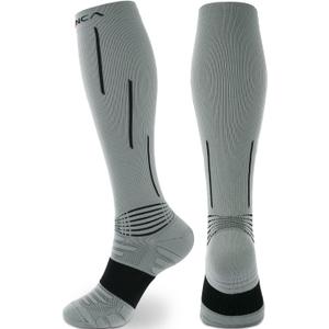 NEENCA Compression Socks, Medical Athletic Calf Socks for Injury Recovery & Pain Relief, Sports Protection1 Pair, 20-30 mmhg (Large, Grey Black)