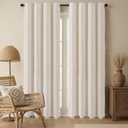 Boho Blackout Curtains Farmhouse 2 Panels Curtains 96 Inch Beige Linen Blend Curtains with Tassels and Embroidery for Living Room Bedroom