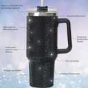 40oz Rhinestone Bling Tumbler with Handle and 2 Straw,Glitter Travel Mug with Lid,Rhinestone Water Bottle,Diamond Vacuum Insulated Stainless Steel Cup for Girls Women