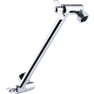 Heavy Duty Adjustable Shower Arm, 11" Brass Extension with Gear Lock Teeth & Swivel Nut, Strong Load Support, No Sagging, Keeps Shower Head Straight, Leak-Free, G1/2 Universal (Chrome)
