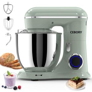 CEBORY 3-IN-1 Electric Stand Mixer, 6.5QT Bowl 660W 10-Speed Kitchen Mixer, Household Food Mixers include Dough Hook, Beater and Whisk, Bread Cake Mixer for Baking and Most Home Cooks, Green