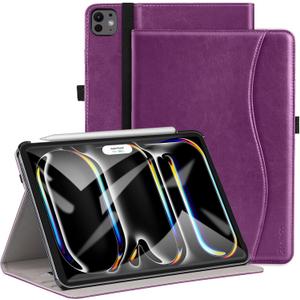 ZtotopCases for iPad Pro 11 Inch Case (M5) 2025/ (M4) 2024 - PU Leather Smart Cover, with Auto Wake/Sleep, Multiple View Angles, Hand Strap & Pocket - Purple