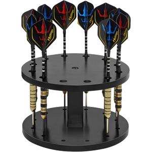 Wooden Dart Holder Stand for Desk or Shelf  Holds 12 Fully Assembled Steel or Soft Tip Darts  Compact Tabletop Display Rack for Dart Storage and Organization