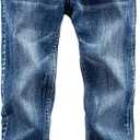 Boys' Denim Jeans, Ribbed Elastic Waist Cotton Pants for Kids (Blue, S)