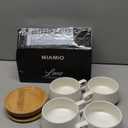 MIAMIO  11 Oz., Set of 4 Ceramic Tea Cup and Saucer Bamboo/Tea Mug - Wide Cappuccino Cup, Coffee Cups Ceramic Mug for Cappuccino, Latte, Espresso & Americano - Luxe Collection (Classic Pastel)