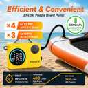 Electric Paddle Board Pump, 20 PSI Rechargeable SUP Air Compressor with Auto Shut-Off, Dual Stage Inflation & Deflation for Paddleboards, Kayaks, Boats