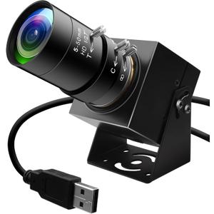 5Megepixels USB Camera 1944P 30fps Color Industrial Telephoto Webcam with CS Mount 5-50mm 10X Manual Zoom Lens PC Computer Camera Plug and Play for Windows Linux Laptop OpenCV