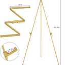 Display Artist Easel Stand - 63" Instant Tripod Collapsible Portable Floor Easel - Easy Folding Adjustable Art Poster Metal Stand for Display Show, Wedding, Painting - Gold