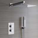 Voolan 20" Square Shower Arm with Flange and Teflon Tape, Extension Shower Head Arm for Bathroom Fixed Shower Head, Solid Stainless Steel, Wall Mounted (Chrome)