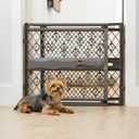 MYPET North States Paws Portable Pet Gate: 26-40" Wide. Pressure Mount. No Tools Needed. Made in USA, 23" Tall, Expandable, Durable Dog Gates for Doorways, Fieldstone Gray