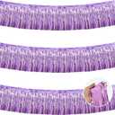BEISHIDA 3 Packs Metallic Foil Fringe Garland Light Purple Wall Hanging Tinsel Fringe Banners for Car Floats Bridal Shower Wedding Birthday Easter Graduation Holiday Party Decoration(30 Feet)