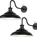 Dusk to Dawn Outdoor LED Barn Lights, 16 Inch Large Farmhouse Exterior Wall Light Fixtures with Adjustable Color Temperature, Modern Black White Porch Lights Outside for House Garage Doorway