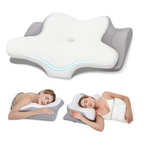 Cervical Neck Pillow, Memory Foam Pillows for Neck and Shoulder Pain Relief, 2 Heights Ergonomic Pillow with Breathable Ice Silk Cover, Neck Support Pillow for Side Sleepers,White