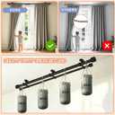 Heavy Duty Ceiling Mount Curtain Rod,1 1/8"Diameter Front and 1" Rear Rod with Solid Aluminum Adjustable Ceiling Brackets, Modern Luxury Curtain Rod for Room Divider, Window Drapes-Black,72-144"