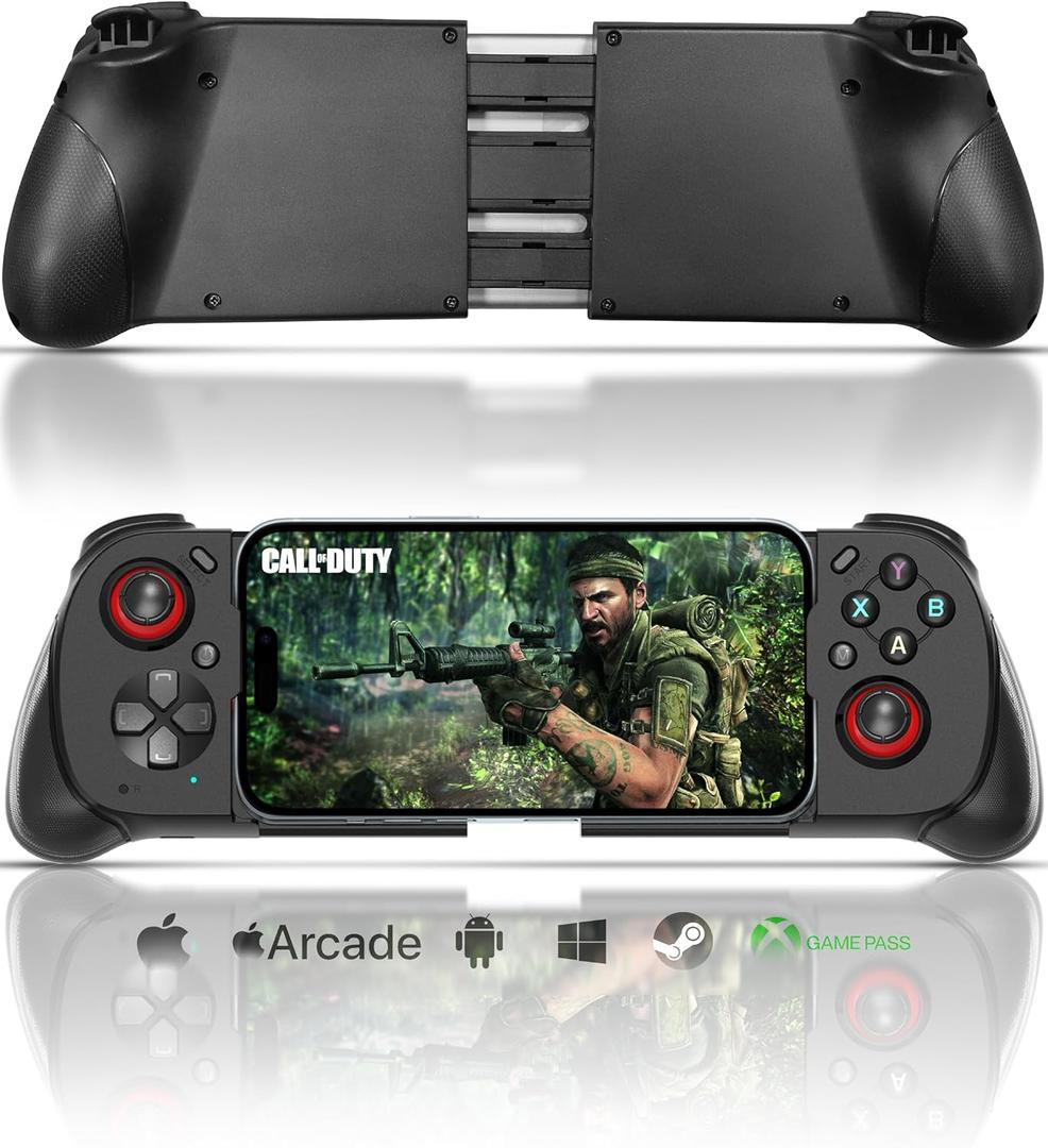Joso Wireless Mobile Gaming Controller for iPhone/Android, Phone Controller Support Phone Case, Analog Trigger, Play Call of Duty, Genshin Impact, Minecraft, Roblox, Cloud Joystick for iOS Android (2024 New Version Black)