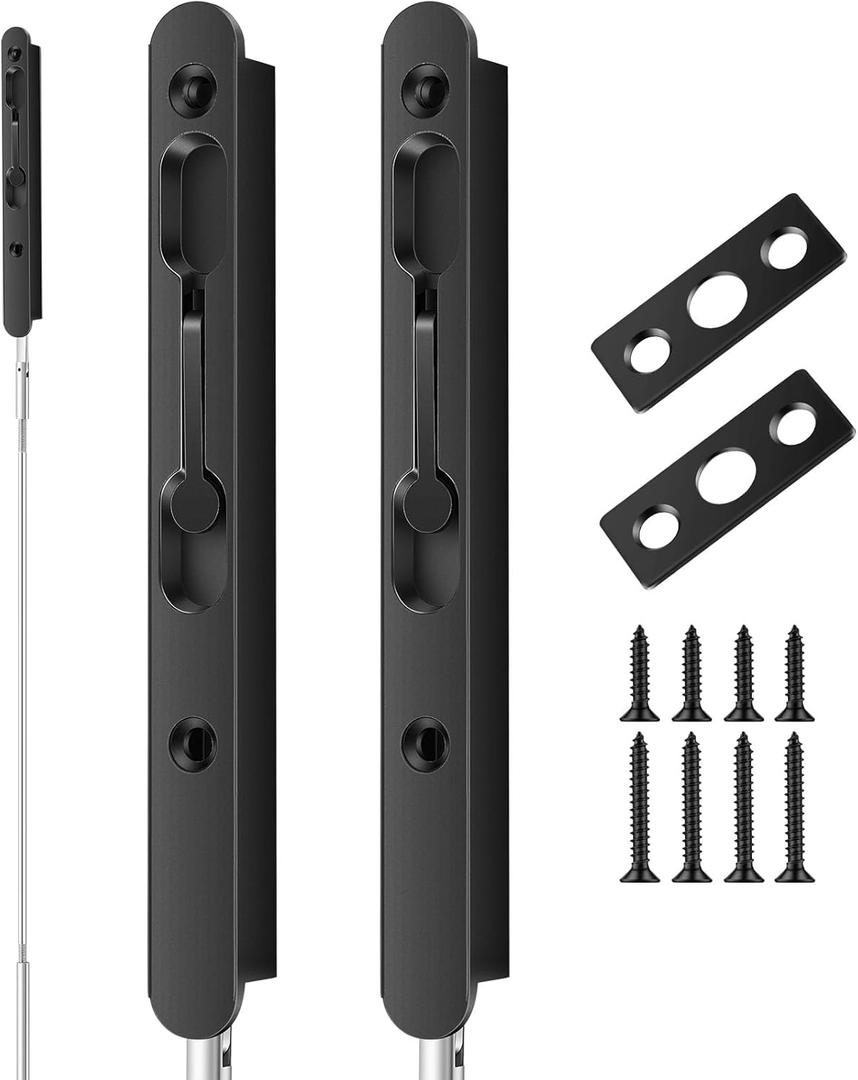 Blulu 2 Pcs 18 Inch Extended Flip Lever Flush Bolt for Double Door, Extra Long Heavy Duty French Door Locks Hardware (Matte Black)