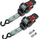 ANLULOAD 2 Packs Retractable Ratchet Straps (1.5in x 12.3ft),Cargo Strap Tie Downs for Trunk, Garage Motorcycles, Atvs,Trailers-WLL1,102LbS,BS:2,204LbsBlack