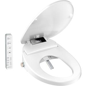 WLJBIDET Electric Heated Bidet Toilet Seat with Remote Control, Adjustable Warm Water & Pressure, Air Drying, Self-Cleaning Nozzle, Oscillating Cleaning, Display Screen, Slow Closed Lid - Elongated