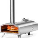 12 Portable Wood Fired Pizza Oven - Stainless Steel Pellet Pizza Stove with Rotating Stone for Outdoor Cooking, Backyard & Camping