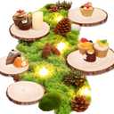 Nuanchu 4 Pcs 7-8'' Wood Centerpieces Decoration for Table Round Wood Slices for Centerpieces Unfinished Wooden Discs Rounds with 3.5 oz Fake Green Moss for DIY Crafts Wedding Decor Woodland Party