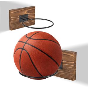 2 x Wall Mounted Basketball Hoops, Made of Solid Wood and Metal, can be Easily Installed, Suitable for Basketball, Soccer, Soccer Display Unit Storage