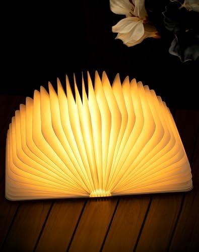 ZBOLE 8.3 Inch Wooden Book Lamp, Book Lovers Gifts,Teacher Appreciation Gifts for Women, LED Ambient Lighting, Magnetic Mood Lighting for Home&Library Decor (Walnut)