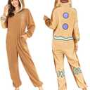 RONGTAI Unisex Adult Costume One Piece Pajamas Overall Halloween Costume Christmas Sleepwear Jumpsuit (XX-Large, Gingerbread Man)