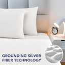 L'AGRATY Grounding Sheets Twin XL Size, 5% Sliver Fiber Fitted Sheets Connected Earth, Deep Pocket(12-16in) Grounding Mattress Cover with Cord(Twin XL, White)