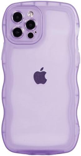 Hcnrreivn Case for iPhone 14 Pro Max 6.7 Inch,Cute Kawaii Clear Case for Women/Girls,Yellowing-Resistant,Transparent Soft Silicone Thin Slim Full Body Shockproof Protection Phone Cover -Purple