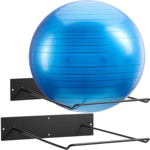 Threan Metal Medicine Ball Rack Wall Mounted 16.6'' Large Yoga Storage Ball Rack Thickened Black Sport Exercise Equipment Holder for Home Gyms Studios Space