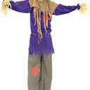 Haunted Hill Farm Life-Size Poseable Scary Scarecrow with Touch Activated Lights and Sound, Battery-Operated Indoor or Covered Outdoor Halloween Decoration