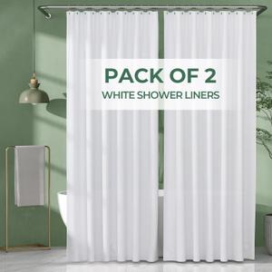 AmazerBath Shower Curtain Liner 2 Pack, 72 x 84 Inches PEVA Plastic Shower Liner with 3 Weighted Stones and 12 Rustproof Metal Grommet, Lightweight Waterproof Shower Curtain - White