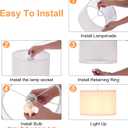 PATIKIL Plug in Pendant Light, 15Ft Rope Cord Hanging Lamp Fixture with ON/Off Switch, Fabric Shade E26/E27 Bulb Socket for Bedroom Kitchen Living Room, White