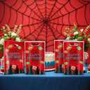 3 x KMZFPYJ 50 Pcs Spider Party Favor Goodie Bags Decorations, Plastic Hero Gift Bags with Handles, Spider Candy Bag for Gifts Wrapping and Kids Birthday Party Supplies